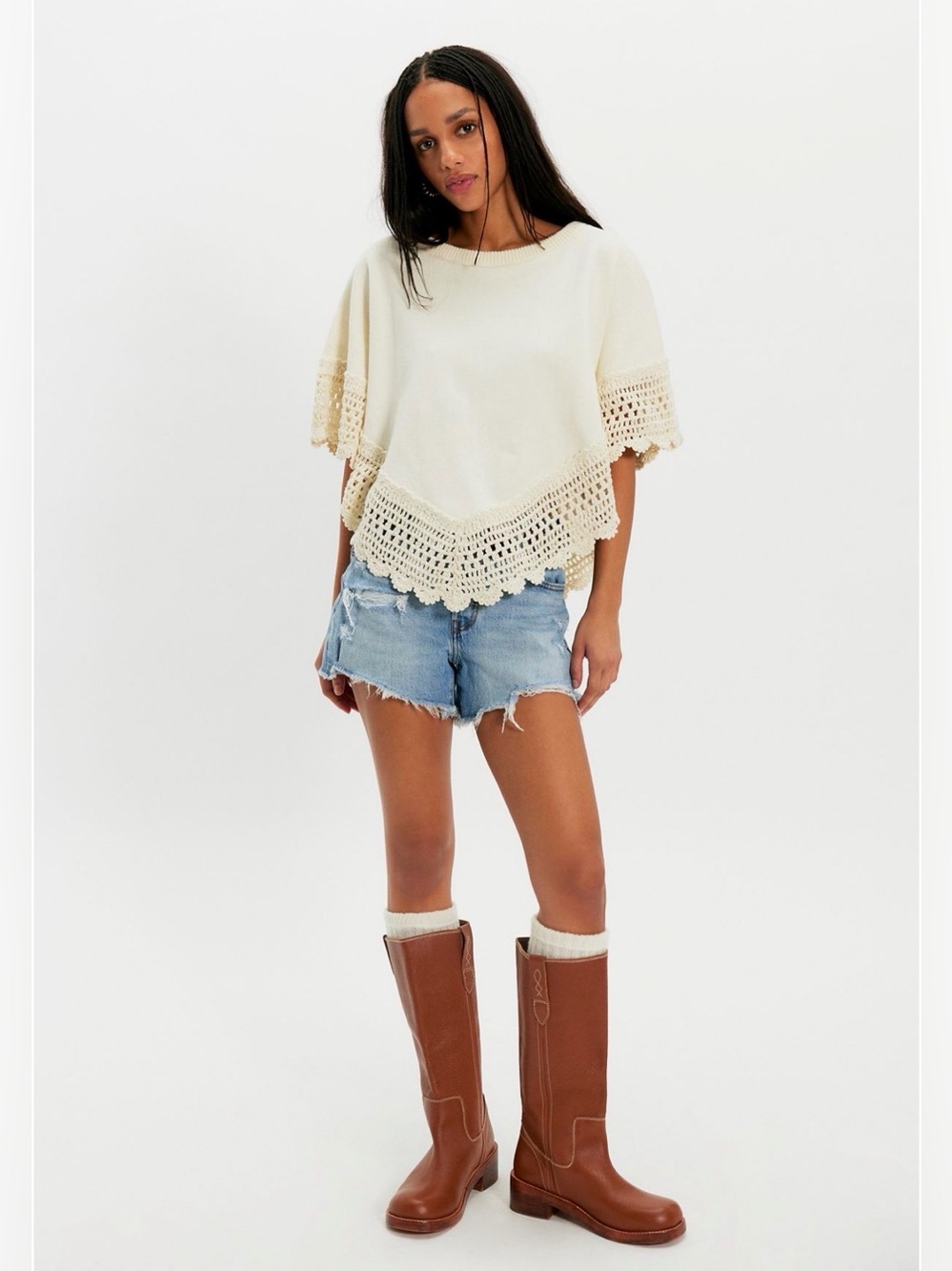 Free People Rae Crotchet Sweatshirt